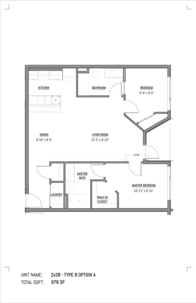 2 Bed 2 Bath - 4442x2A floor plan